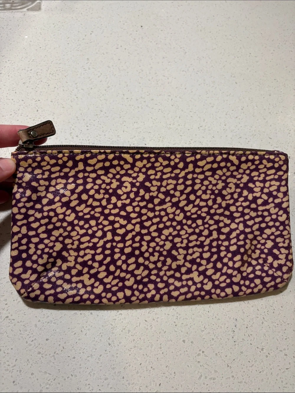 Fossil Purple and Tan Patterned Zip Pouch - Women’s Accessory
